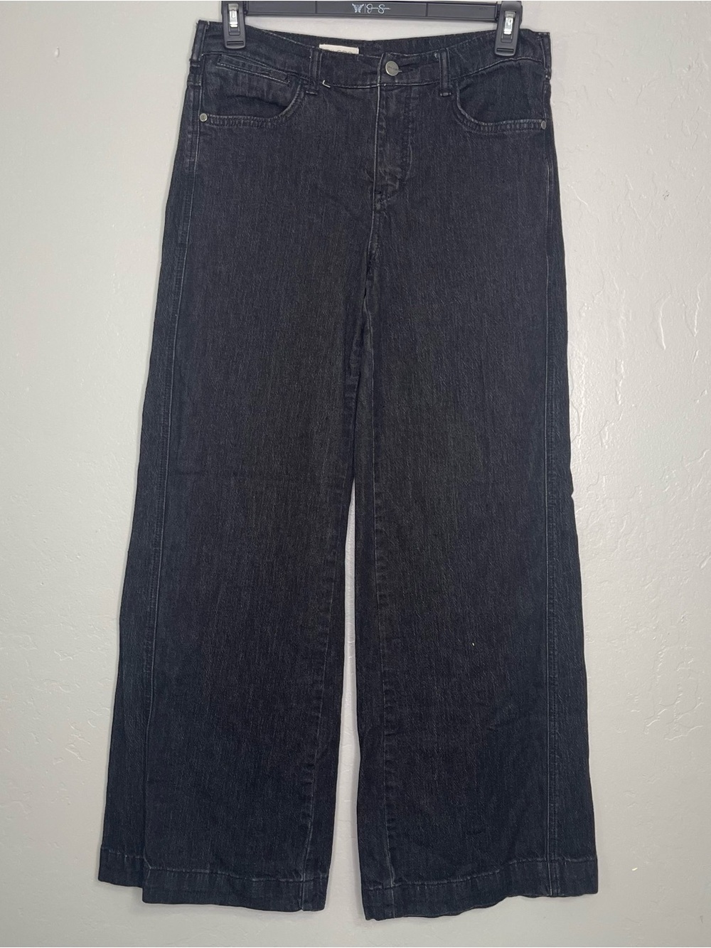Pilcro The Gwen Jeans Womens 29 Black Wide Leg Denim Anthropologie Stretch Sz 29